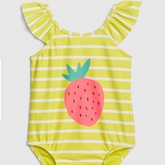 NWT Baby Gap Ruffle Strawberry Swimsuit - Picture 2 of 5